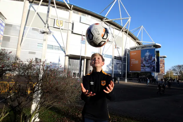 Hull fan outside KCOM Stadium