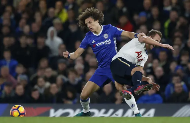 David Luiz challenges Harry Kane