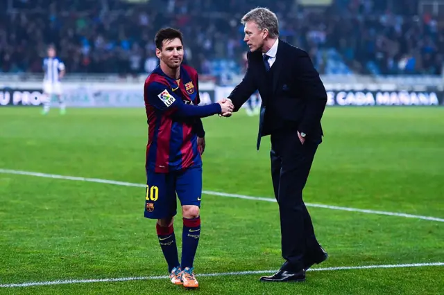 Lionel Messi and David Moyes