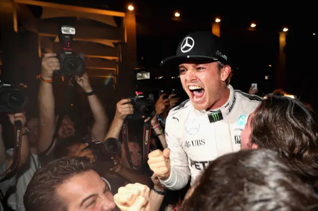 Nico Rosberg celebrates winning the world title