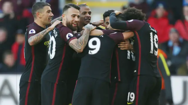 Man City players celebrate