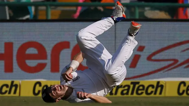 Chris Woakes makes a catch