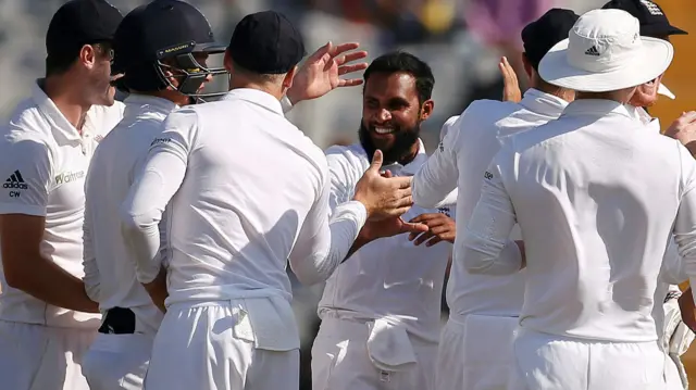 Adil Rashid celebrates