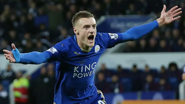 Jamie Vardy celebrates