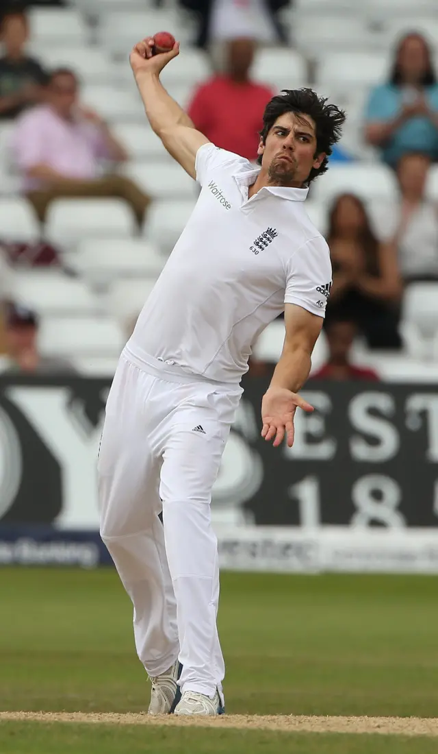 Alastair Cook bowls