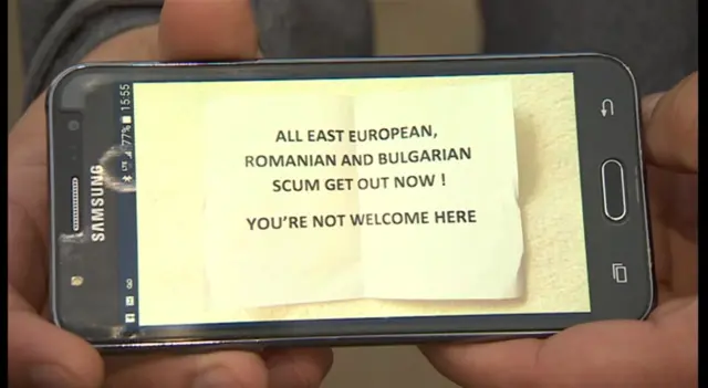 Race hate message displayed on mobile phone