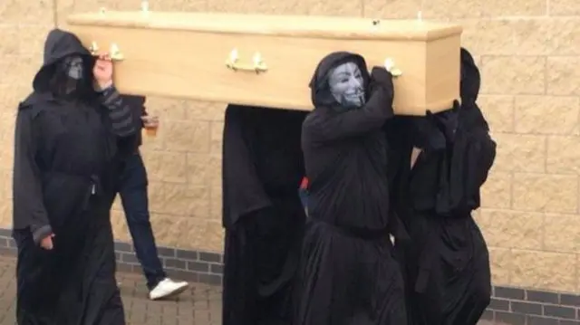 Coventry City fans hold mock funeral