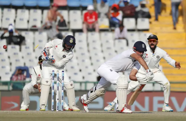 Alastair Cook is bowled