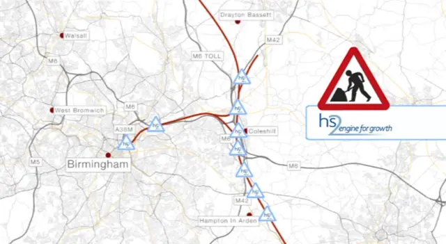 Planned route of HS2