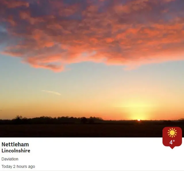 Sunrise over Nettleham in Lincolnshire.