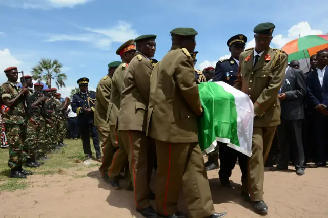 Funeral procession of an assassination soldier in Burundi