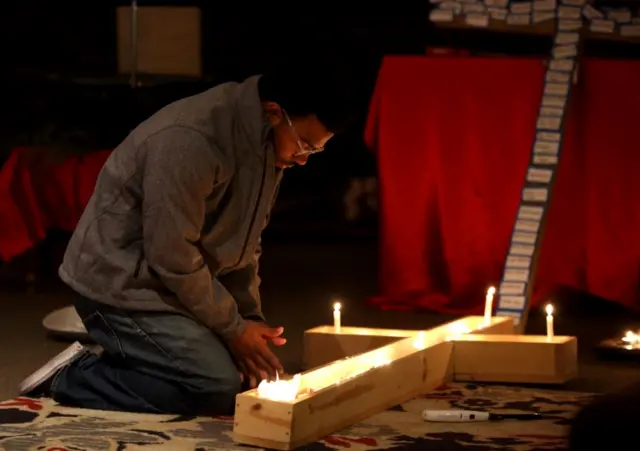 A vigil at Ohio State University in Columbus, Ohio, US