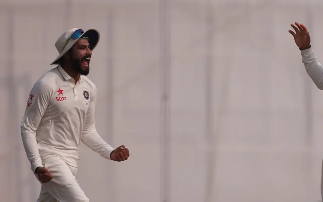 Ravindra Jadeja celebrates