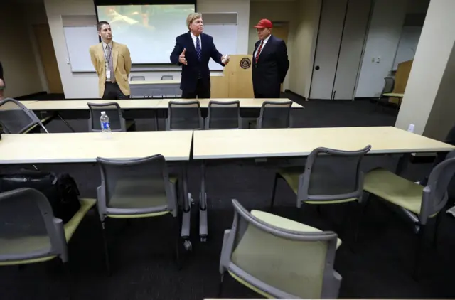 David Duke (centre) after the debate