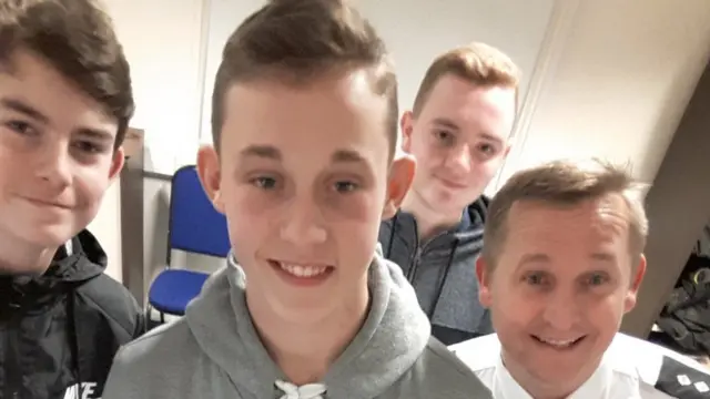 Jack Hutcherson, Jack Austin and Harry Cromwell with police officer