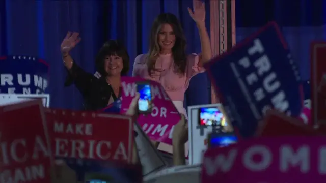 Melania is introduced by Karen Pence, the wife of Trump's running mate