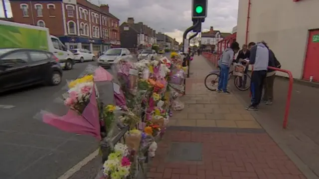 Flowers left at the scene