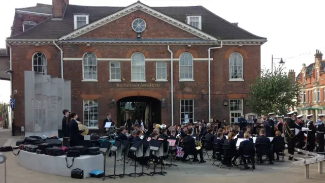 Royal Hospital School pupils assembled in band for Queen