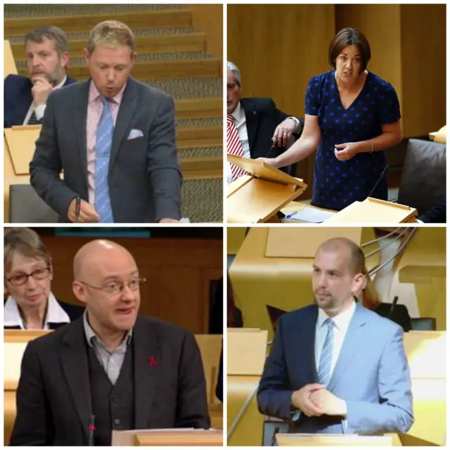 Jamie Greene, Kezia Dugdale, Patrick Harvie and Ben Macpherson