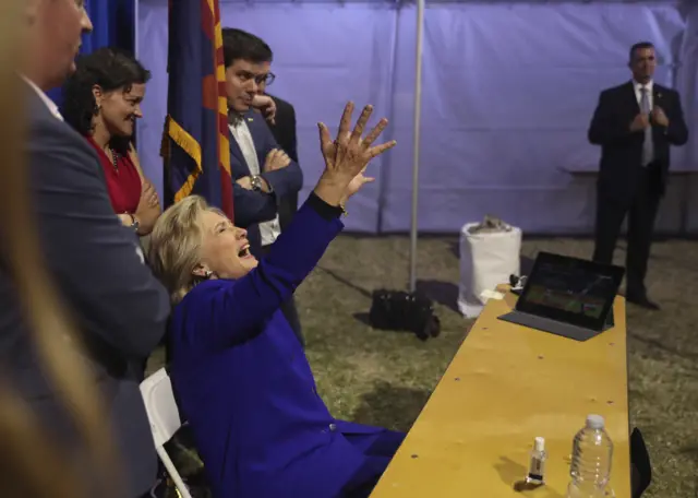 Clinton watched the final minutes on an aides Ipad