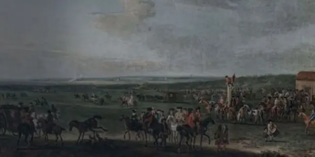 Painting from 1666 of Charles II returning to Newmarket