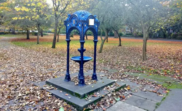 The cast iron ornate fountain in Pearson Park