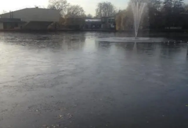 Frozen lake at University of York