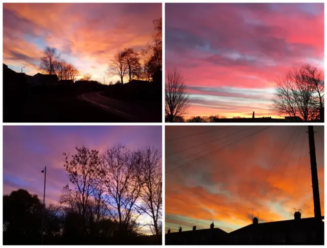 A montage of sunset photos