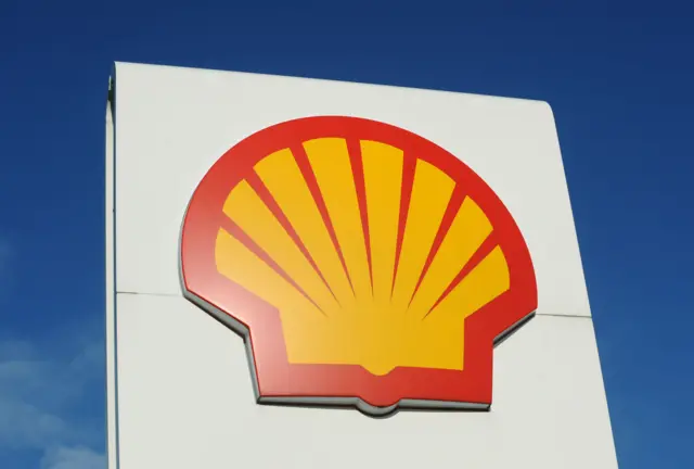 Shell logo on a sign at a petrol station