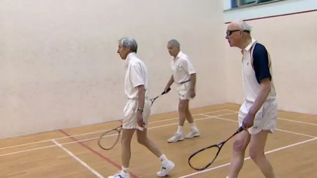 Octogenarians playing squash