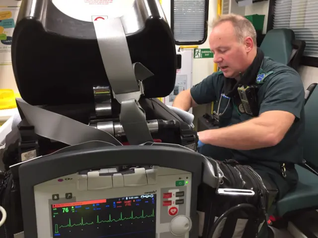 Inside an ambulance