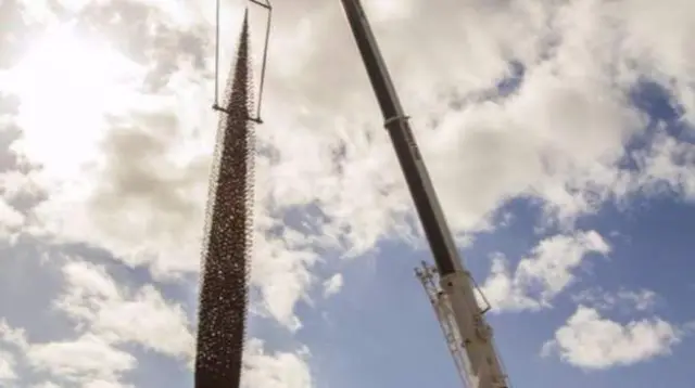 Sculpture being put in place