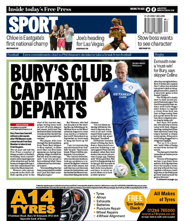 Back page of Bury Free Press