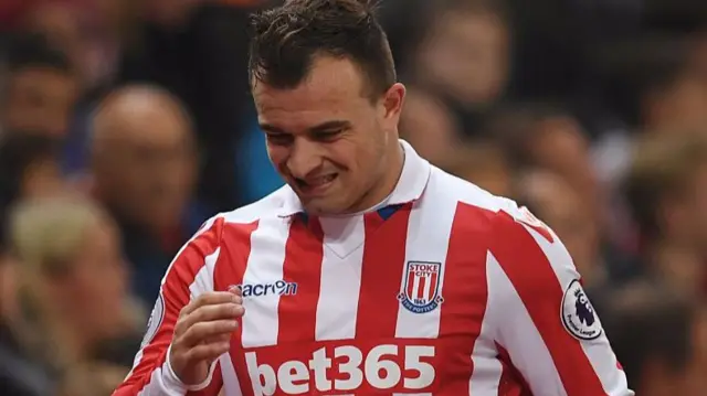 Xherdan Shaqiri leaves the pitch