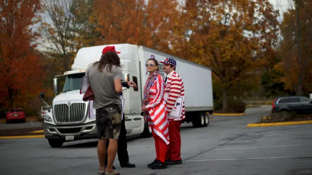 Trump supporters in Berwyn, Pennsylvania, 3 Nov