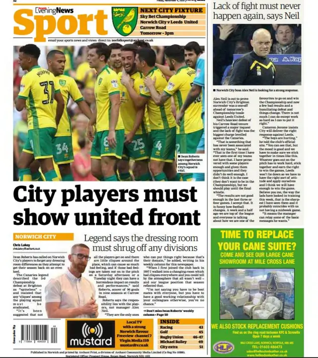 Norwich Evening News back page