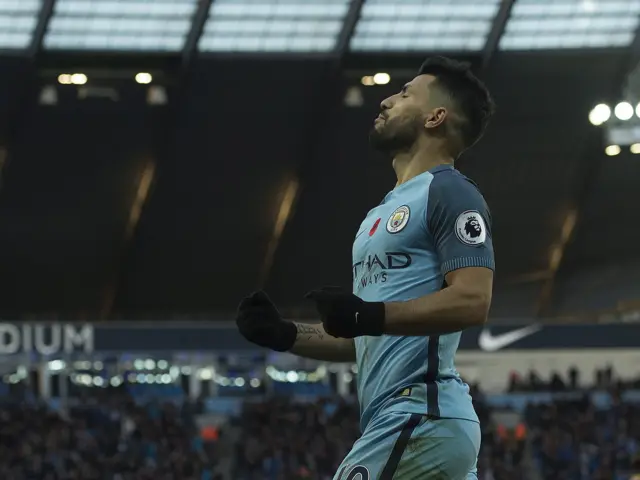 Sergio Aguero celebrates