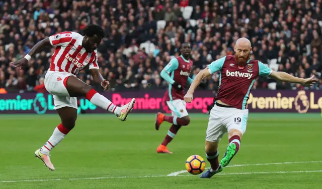 Wilfried Bony strikes towards goal