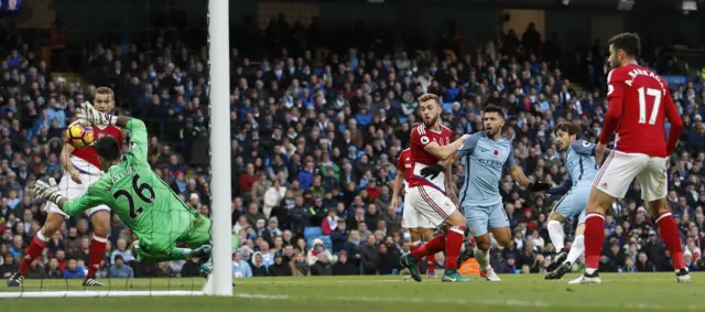 David Silva shoots at goal