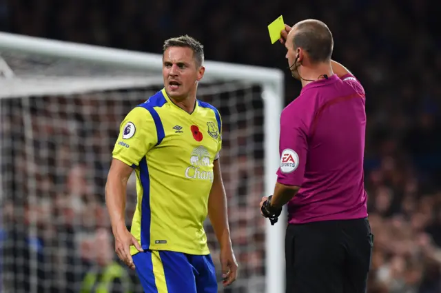 Phil Jagielka gets a yellow card