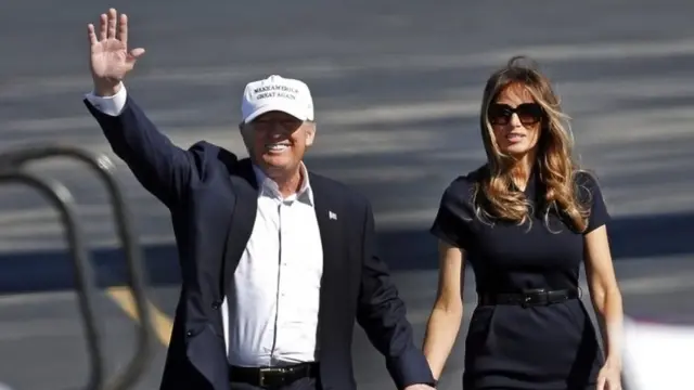 Donald Trump with his wife Melania in Wilmington, North Carolina