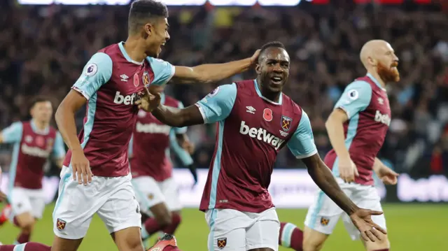 Antonio celebrates scoring for West Ham