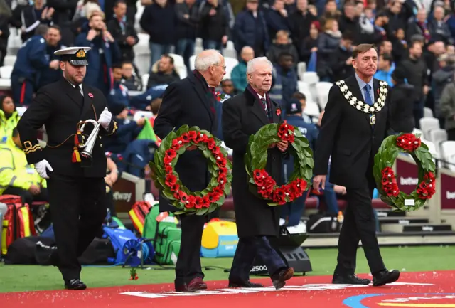 Remembrance wreaths laid at the London Stadium