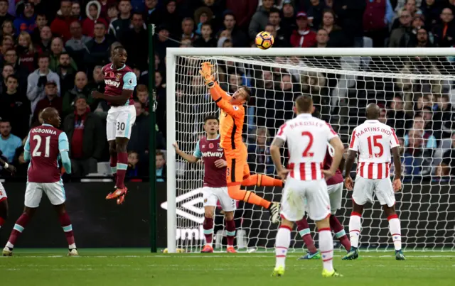 West Ham keeper Adrian drops a catch