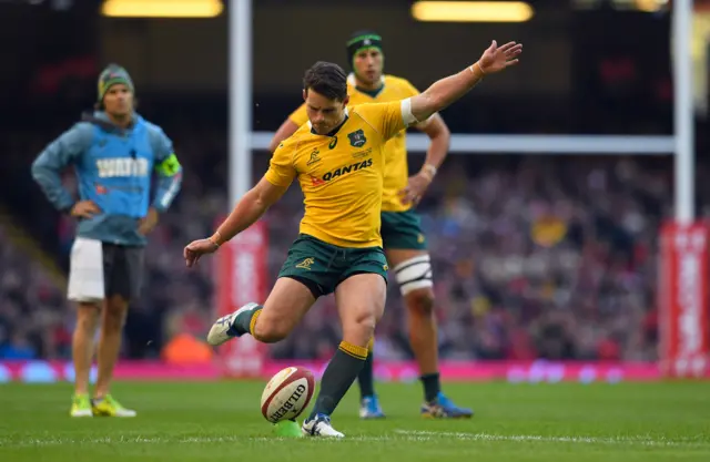 Bernard Foley of Australia scores