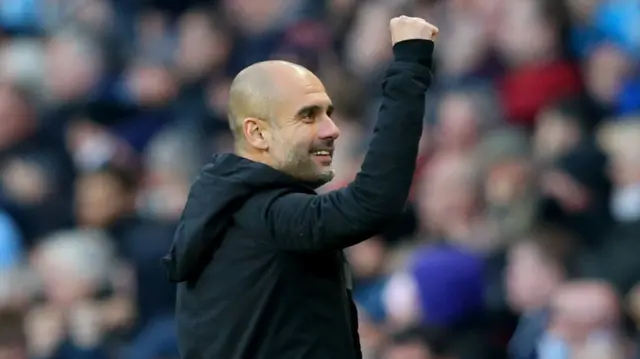 Pep Guardiola celebrates