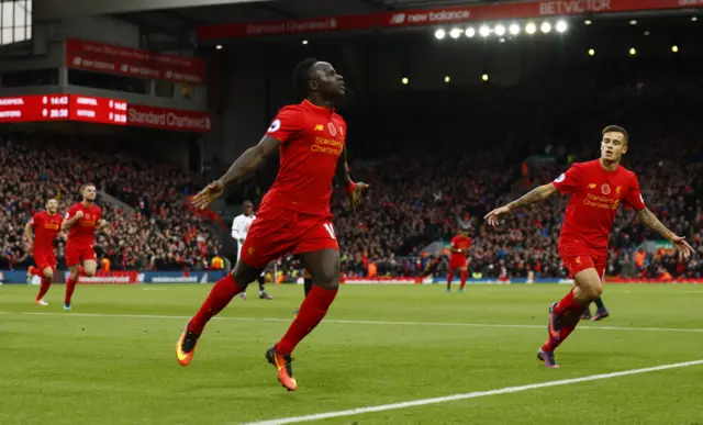 Sadio Mane celebrates