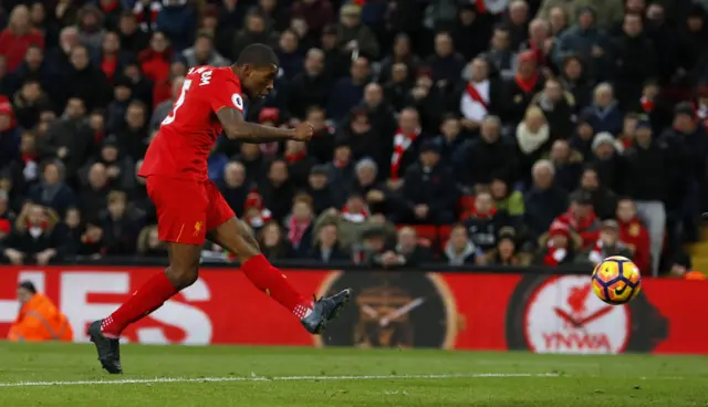 Georginio Wijnaldum scores their sixth