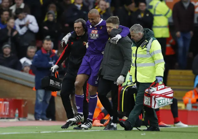 Heurelho Gomes is helped off