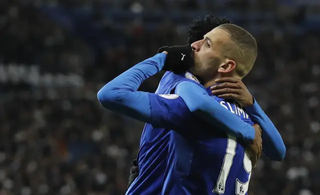 Islam Slimani celebrates